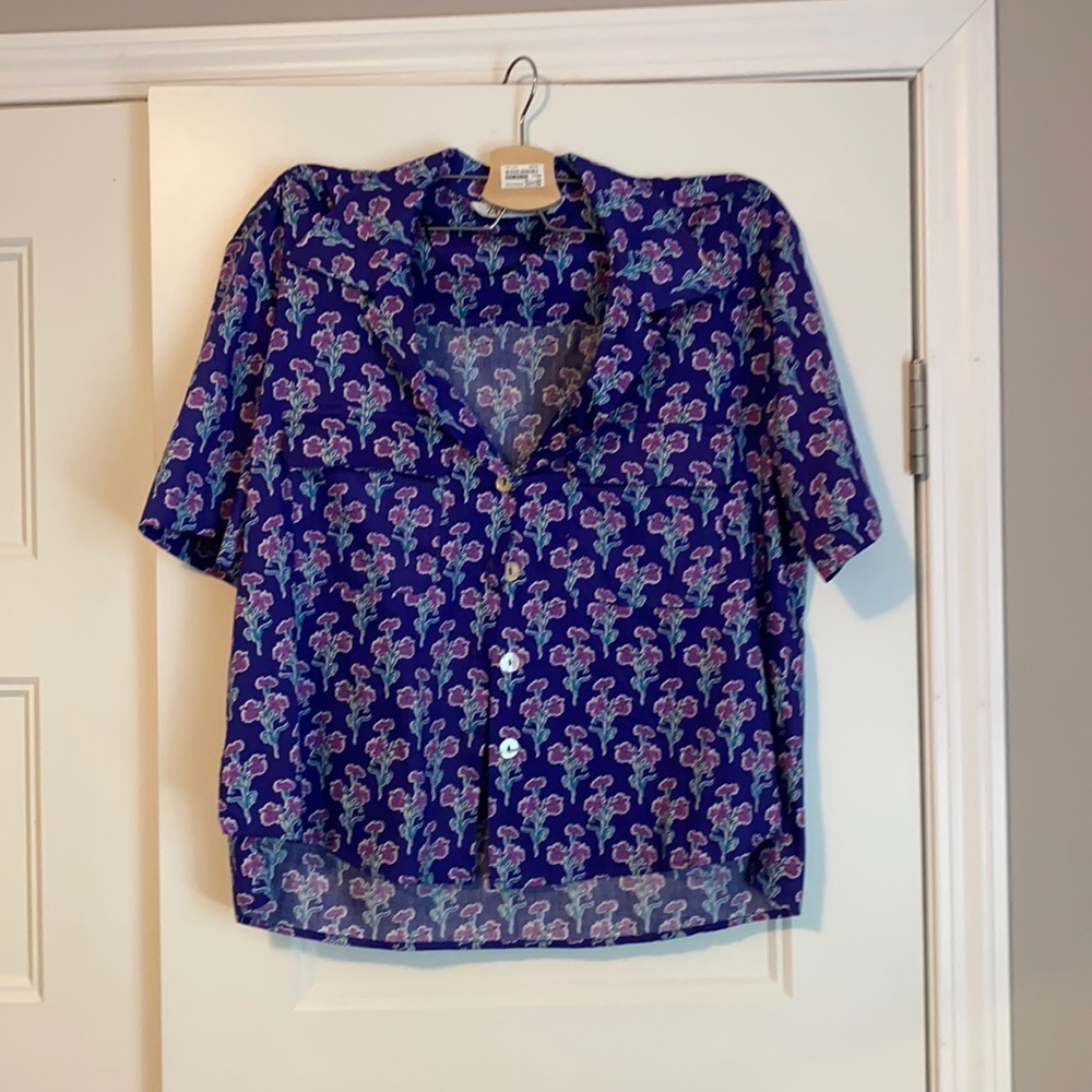 Purple floral collared Zara blouse